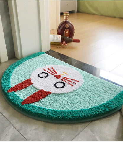 Feblilac Green Rabbit Tufted Bath Mat