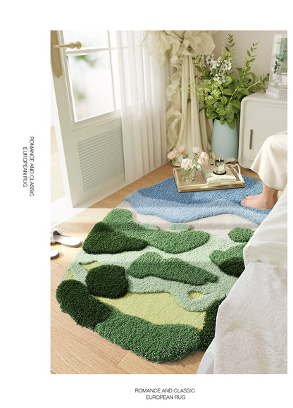 Feblilac Moss Ocean Bedroom Rug Long Runner