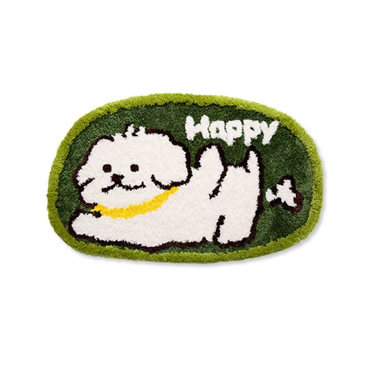 Feblilac Easter Happy Dog Tufted Bath Mat