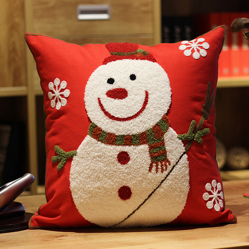 Embroidered flower bedside pillow, cute cartoon office cushion, American home sofa, New Year's Christmas gift