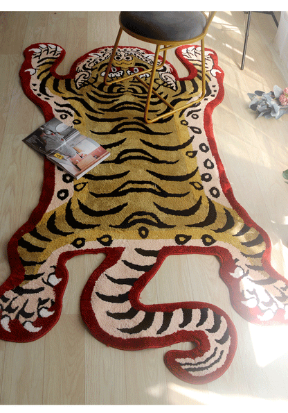 Classic Yellow Tiger Tufted Bath Mat Mom‘s Day Gift, Tibetan Style