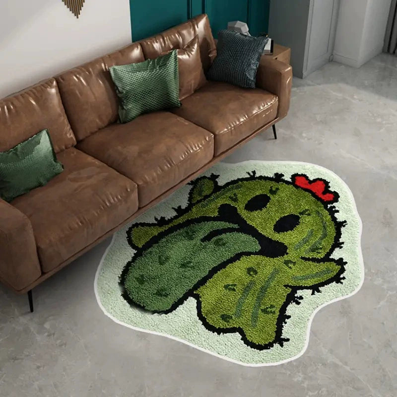 Feblilac Halloween Cactus Ghost Handmade Tufted Acrylic Livingroom Carpet Area Rug