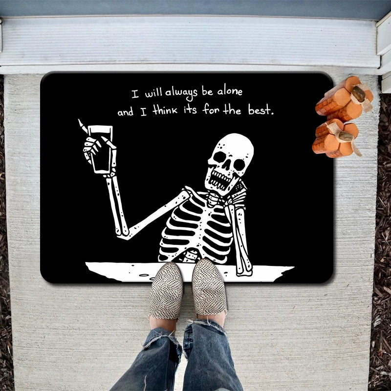 Feblilac Halloween Drink Skull Horror PVC Coil Door Mat