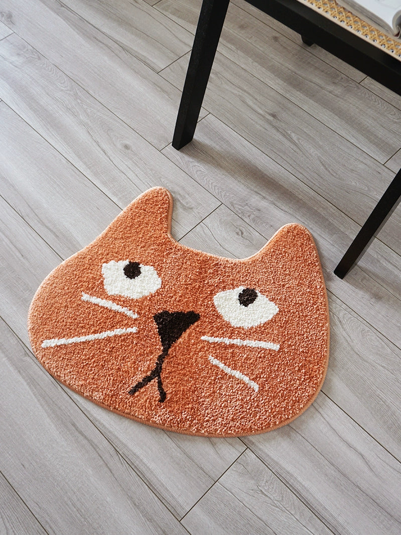 Feblilac Cute Cat Face Cartoon Tufted Bath Mat - view 4