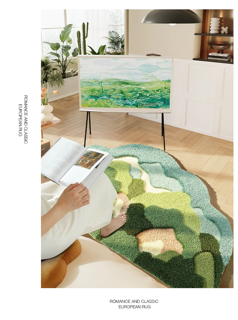 Feblilac Mountain Forest Moss Bedroom Rug Long Runner