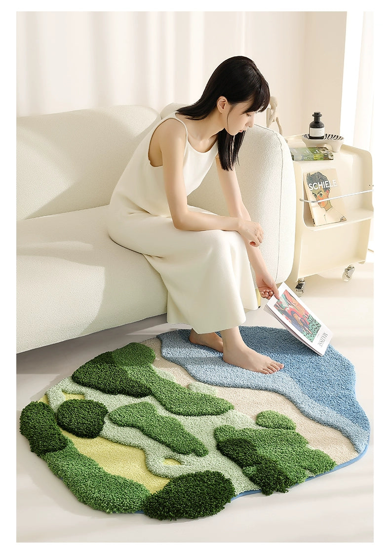 Feblilac Moss Ocean Bedroom Rug Long Runner - view 4