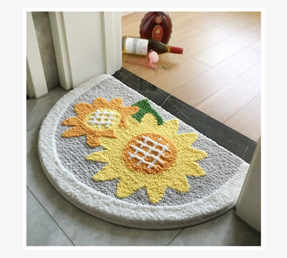 Feblilac Grey Sunflower Tufted Bath Mat