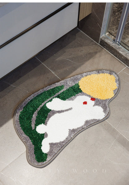 Feblilac Easter Misty Forest Ins Rabbit Tufted Bath Mat