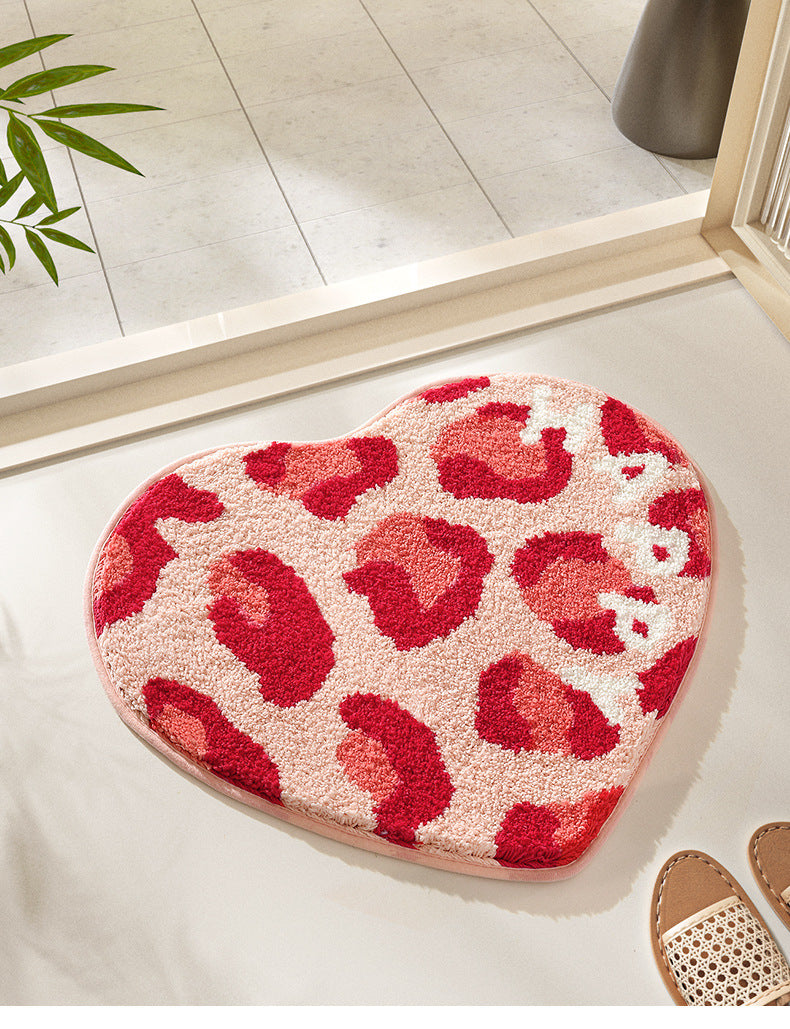 Feblilac Happy Heartbeat Signal Tufted Bath Mat