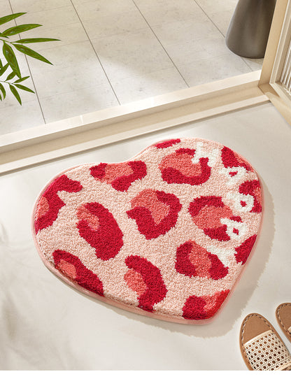 Feblilac Happy Heartbeat Signal Tufted Bath Mat