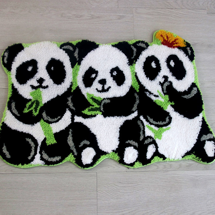 Cute Panda Bathroom Mat, Black and White Animal Decor