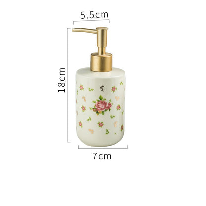 Rose Floral Ceramic Soap Dispenser, American Countryside Style Home Decor