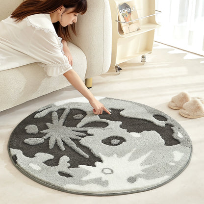 Feblilac Round Lunar Surface Handmade Tufted Acrylic Livingroom Carpet Area Rug