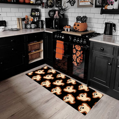 Feblilac Halloween Cute Orange Ghost Bedroom Rug Long Runner