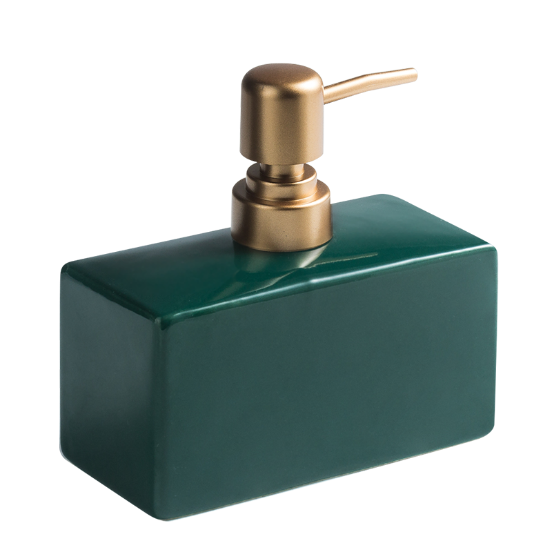 Ceramic Soap Dispenser, Flat Cuboid Bottle for Kitchen Bathroom