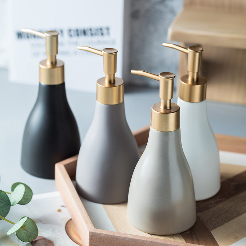 Ceramic Soap Dispenser, Taper Shape Solid Color Bottle for Kitchen Bathroom - view 2