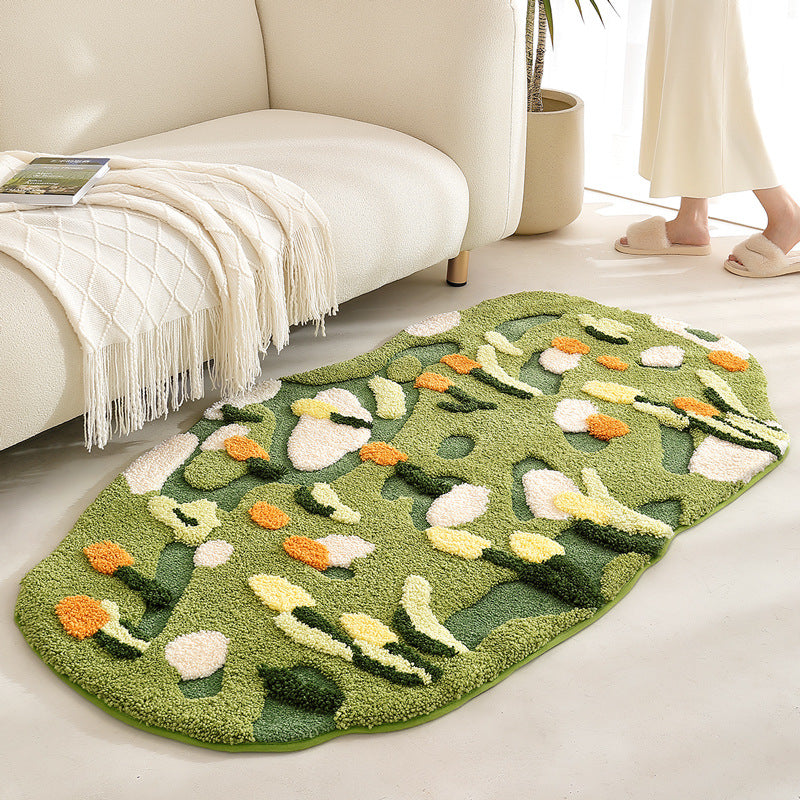 Feblilac Green Moss and Flowers Tufted Bath Mat - view 3