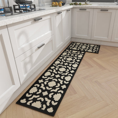 Feblilac Flowers Kitchen Mat, Waterproof and Oil-proof Carpet, Leave-in Washable, Wipeable, Long Strip, Non-slip, Dirt-resistant and Wear-resistant Mat, Foot Pad At The Door