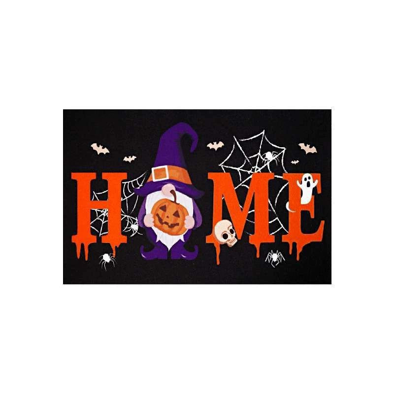 Feblilac Halloween Horror Home and Pumpkin PVC Coil Door Mat