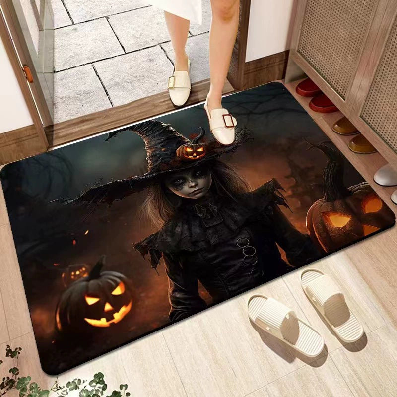 Feblilac Halloween Funny Face Horror Woman PVC Coil Door Mat