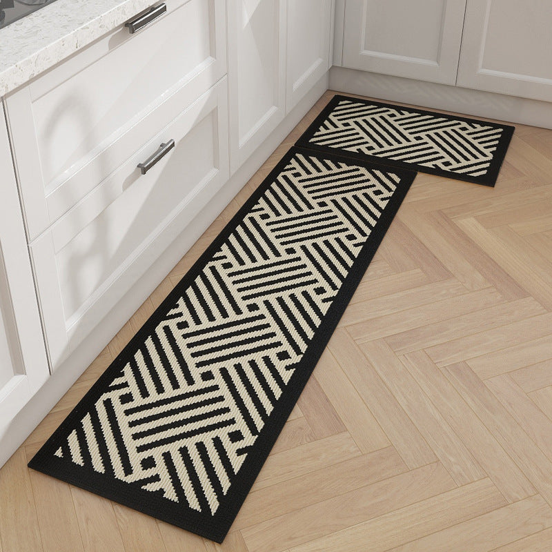 Feblilac Stripes Kitchen Mat, Waterproof and Oil-proof Carpet, Leave-in Washable, Wipeable, Long Strip, Non-sl