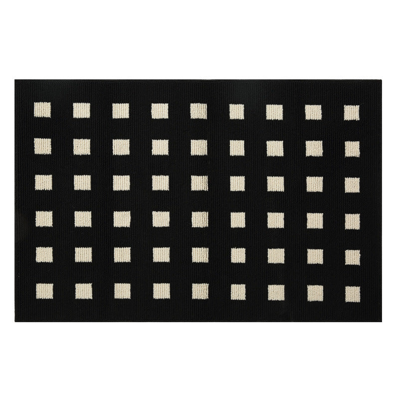 Feblilac Black Background Plaid Kitchen Mat, Waterproof and Oil-proof Carpet, Leave-in Washable, Wipeable, Lon - view 2