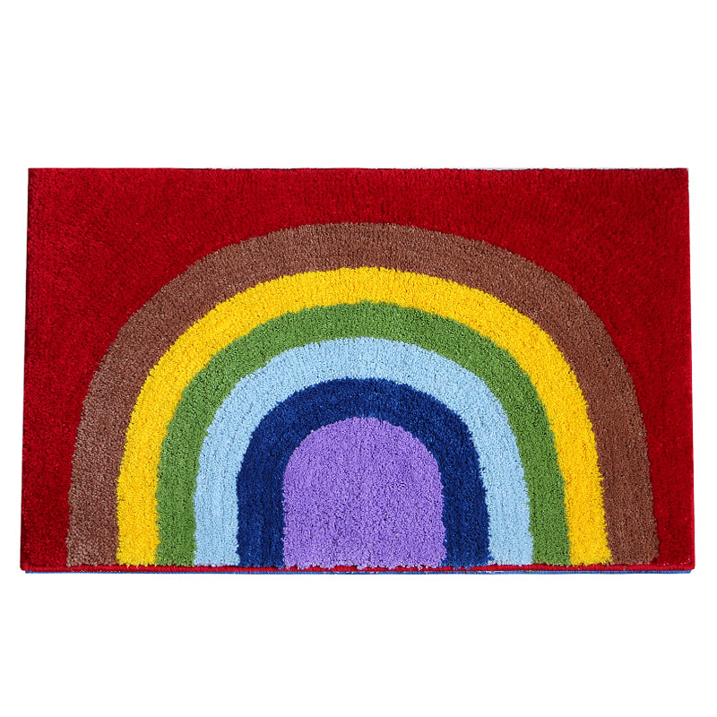 Feblilac Rainbow Bedroom Mat, Cute Colorful Rug