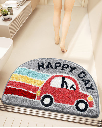 Feblilac Semicircle Rainbow Car Tufted Bath Mat