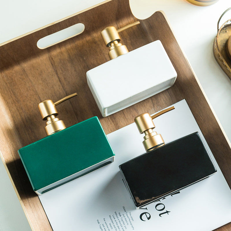 Ceramic Soap Dispenser, Flat Cuboid Bottle for Kitchen Bathroom - view 3