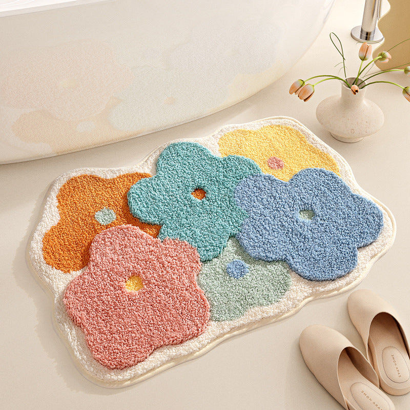 Feblilac Colorful Flower Tufted Bath Mat