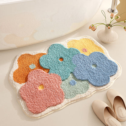 Feblilac Colorful Flower Tufted Bath Mat