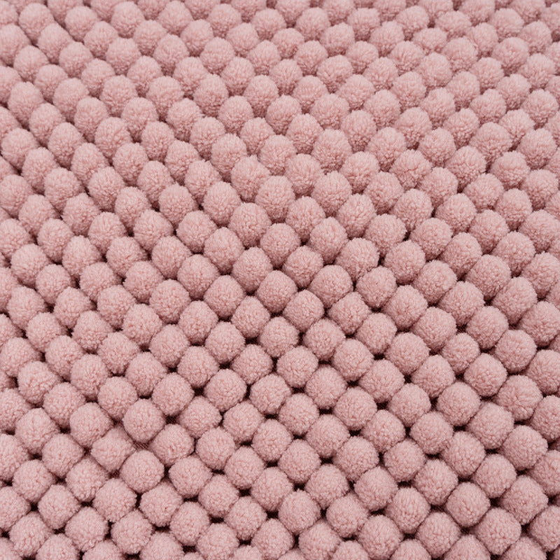 Feblilac Chenille Bath Mat, Pure Solid Color Bathroom Rug, Soft Flush Non-Slip Water Absorbent Mat - view 2
