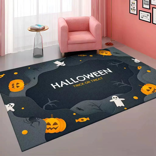 Feblilac Dark Pumpkin Halloween Horror Ghost Festival Handmade Tufted Acrylic Livingroom Carpet Area Rug