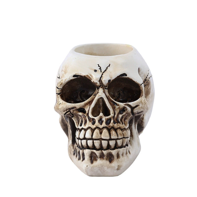 Feblilac Skull Candle Holder Ornament Atmosphere Decoration Props Halloween Home Resin Crafts