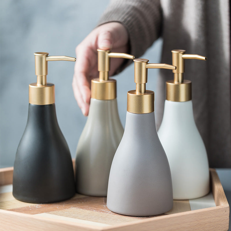Ceramic Soap Dispenser, Taper Shape Solid Color Bottle for Kitchen Bathroom - view 4