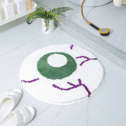 Feblilac Halloween green Eyeballs Tufted Bath Mat