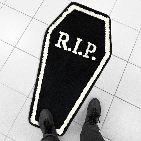 Feblilac Halloween Black Coffin Holiday Decoration Gift Tufted Bath Mat