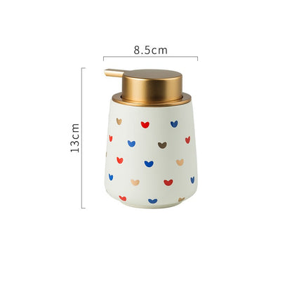 Ceramic Soap Dispenser, Liquid Soap Pump Bottle, Colorful Heart Dot Texture