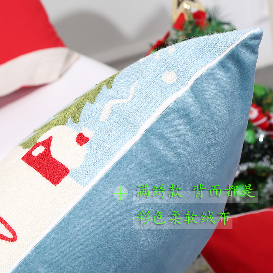 Embroidered flower bedside pillow, cute cartoon office cushion, American home sofa, New Year's Christmas gift - view 3