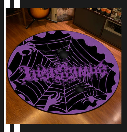 Feblilac Purple Spider Web Halloween Horror Festival Theme Party Handmade Tufted Acrylic Livingroom Carpet Area Rug