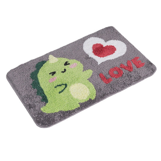 Feblilac Cute Cartoon Dinosaur Bath Mat, Little Monster Toilet Rug, Soft Non-Slip Tufting Rug