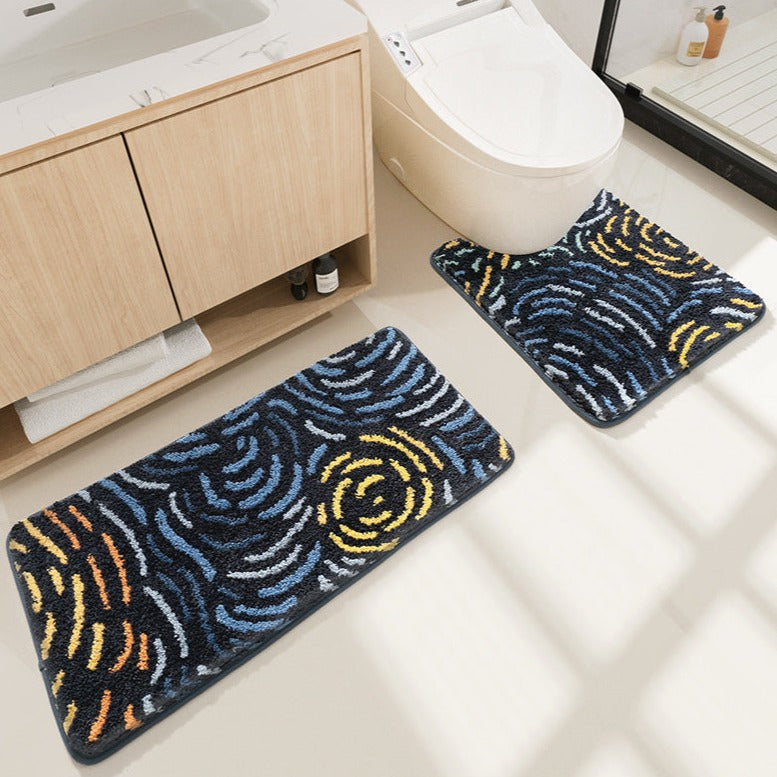 Line of Starry Night Bath Mat, Van Gogh Home Decor