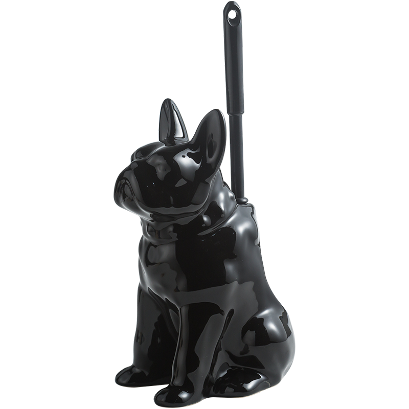 Feblilac Cute Ceramic Dog Toilet Brush Holder for Bathroom