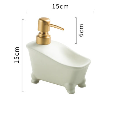 Ceramic Bathtub-Shape Soap Dispenser, Liquid Soap Pump Bottle