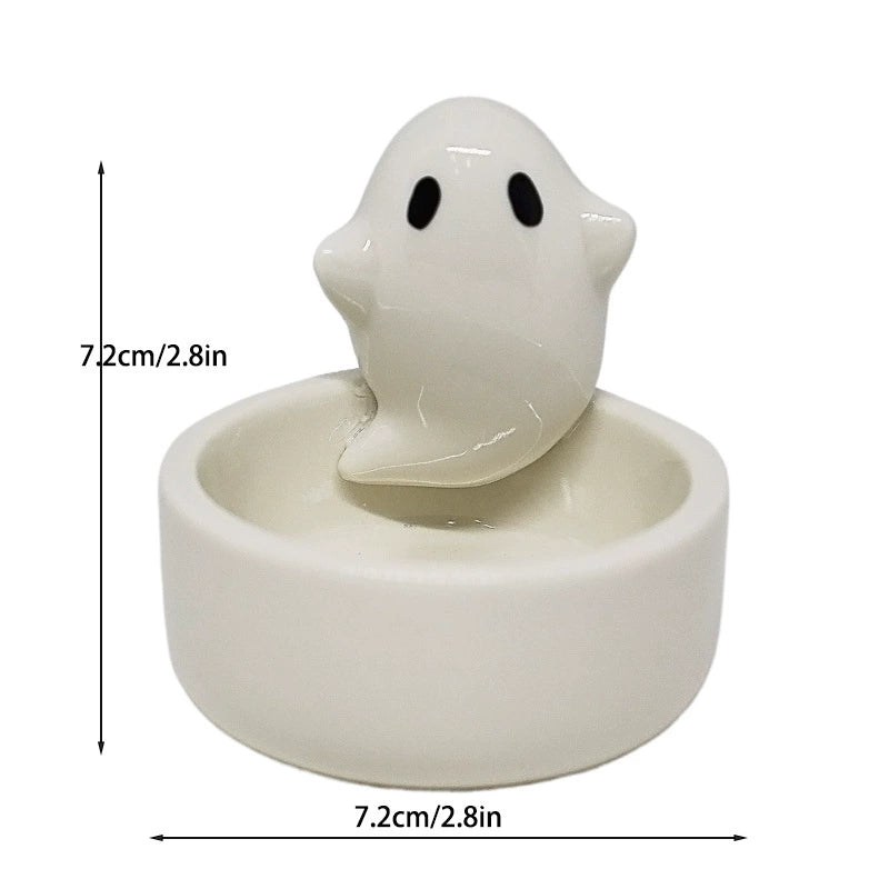 Feblilac Creative Cute Ghost Candle Holder Ceramic Scented Candle Desktop Decoration Props Halloween Gifts