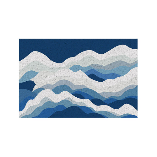 Brown Wave Entrance Door Mat, Modern Abstract Ocean Style Rug for Door, PVC Welcome Mat