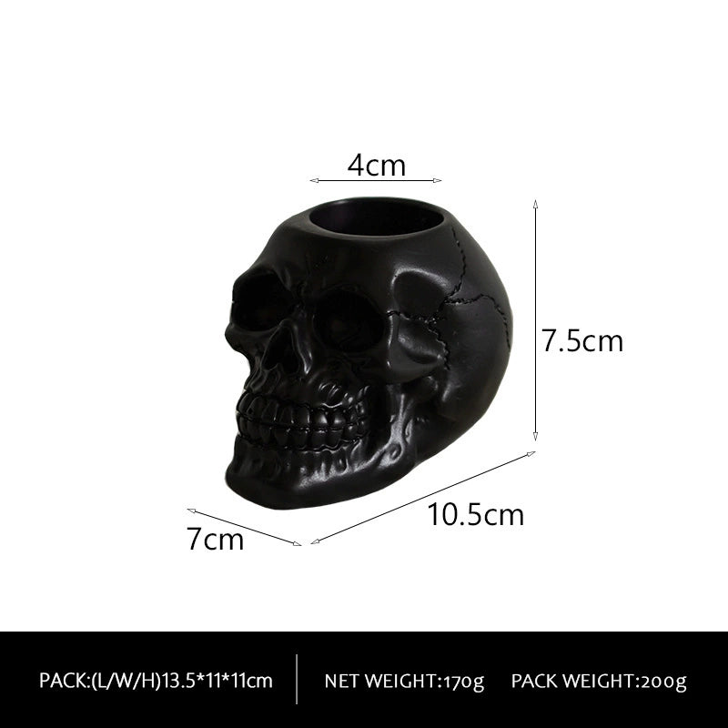 Feblilac Skull Candle Holder Ornament Atmosphere Decoration Props Halloween Home Resin Crafts