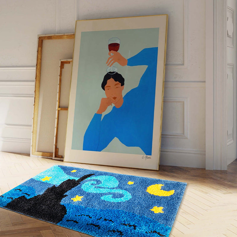 Van Gogh Blue Starry Night Bath Mat, Van Gogh Home Decor - view 4