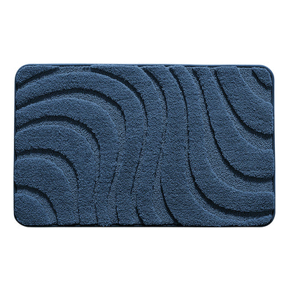 Feblilac Solid Color Tufted Bath Mat, Curve Pattern Bathroom Rug