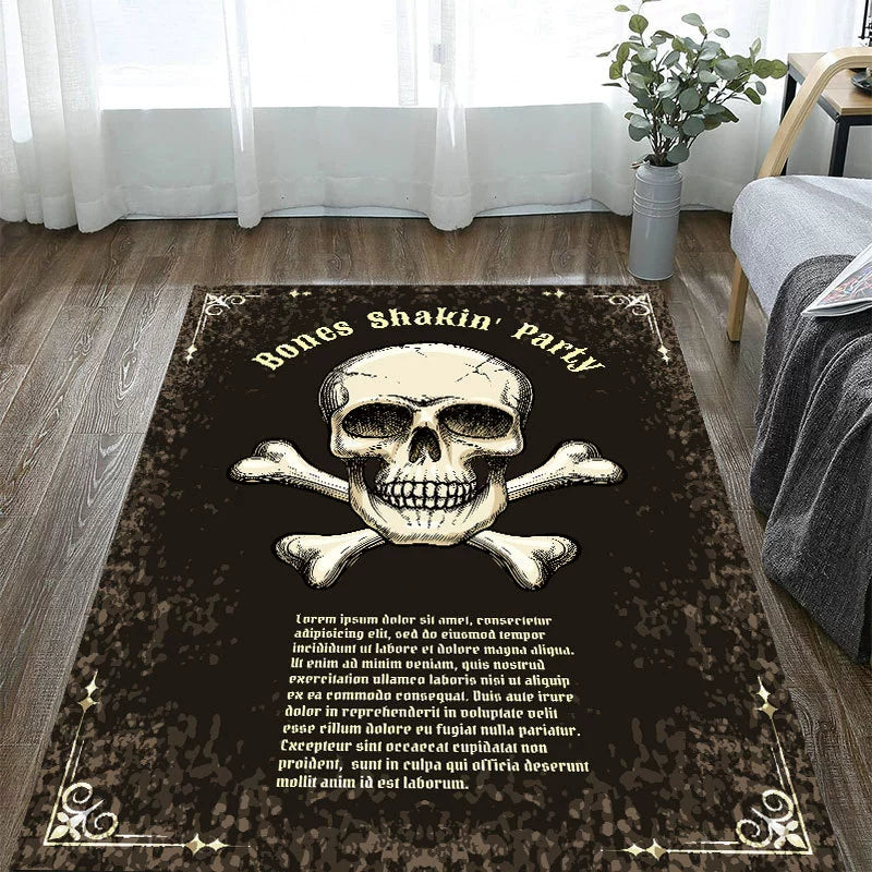 Feblilac Gothic Skull Halloween Horror Party Decorative Tufted Acrylic Livingroom Carpet Area Rug